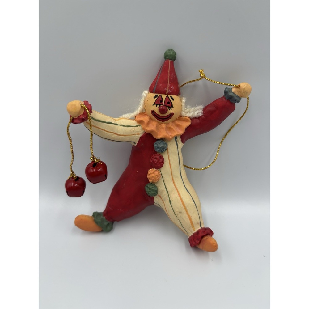Kurt Adler Clown Jester With Jingle‎ Bells Juggler Christmas Tree Ornament Resin